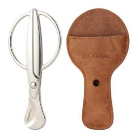 Cigarism Stainless Steel Cigar Cutter Scissors & Leather Case