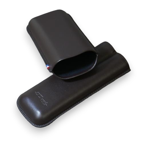 ST Dupont Atelier CL Leather Cigar Case - Brown - Holds 2 Cigars