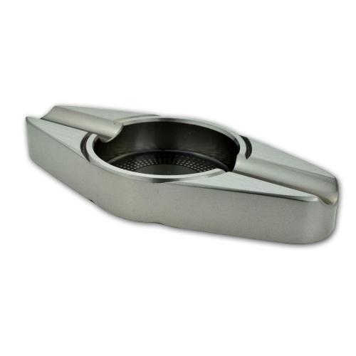 Angelo Stainless Steel Cigar Ashtray - 2 Cigar Rests