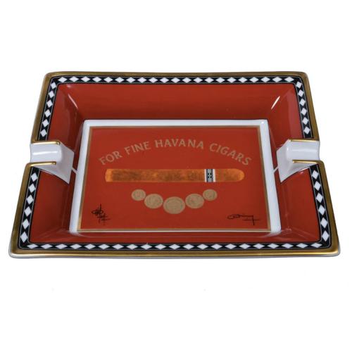 Elie Bleu Medals Rouge Cendrier Ashtray Porcelain - Red