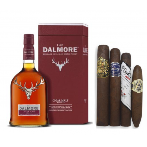 Dalmore 12 Year Old Malt Scotch Whisky with Dark Dominican Cigar Sampler
