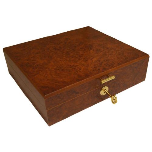 Light Burl Desk Top Humidor - 15 Cigar Capacity