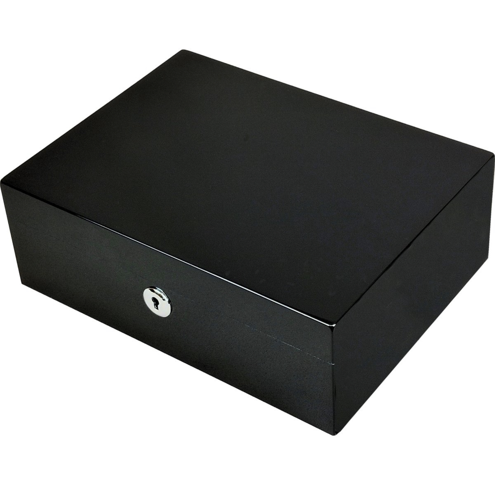 Apsley Piano Black Ebony 15-20 Cigar Humidor with Lock