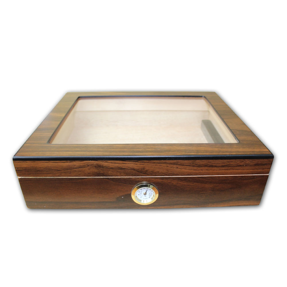 Diego Glass Top Walnut Humidor - 20 Cigars Capacity