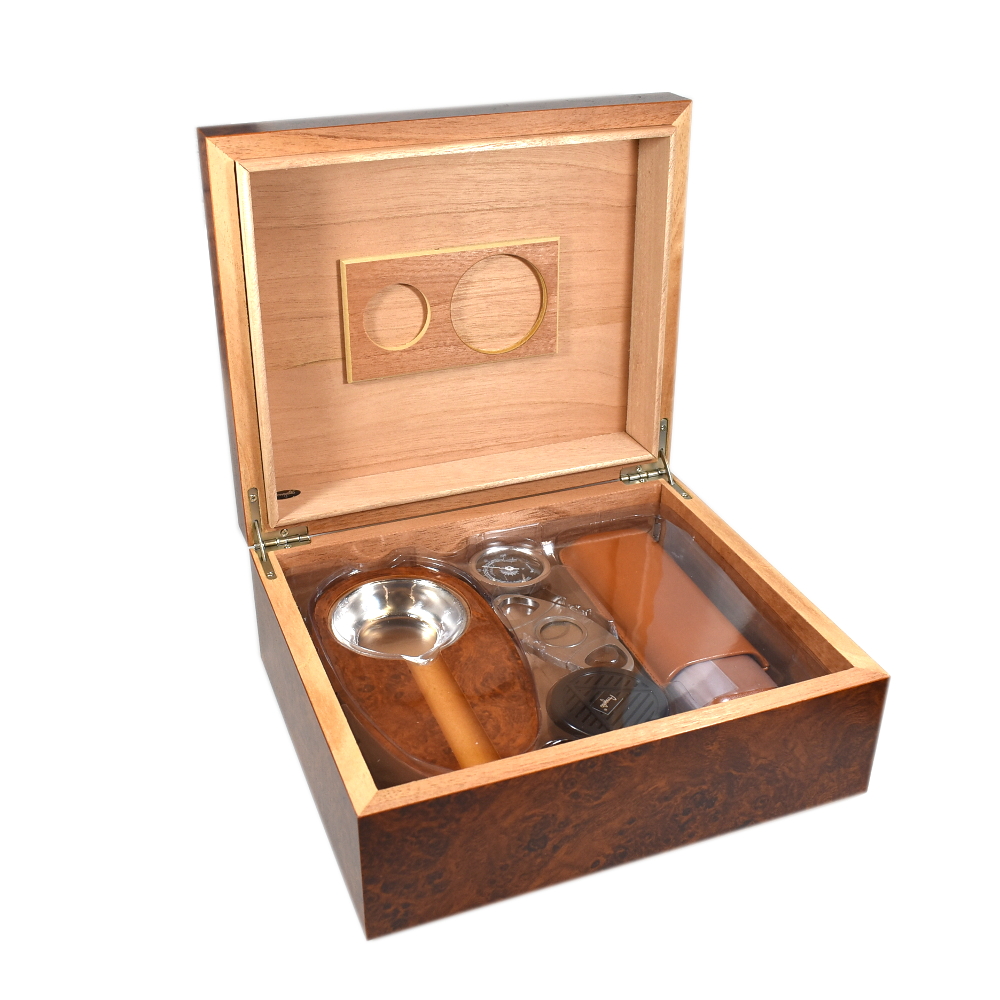 My First Humidor Burl Finish Humidor with Starter Set 30 Cigar Capacity