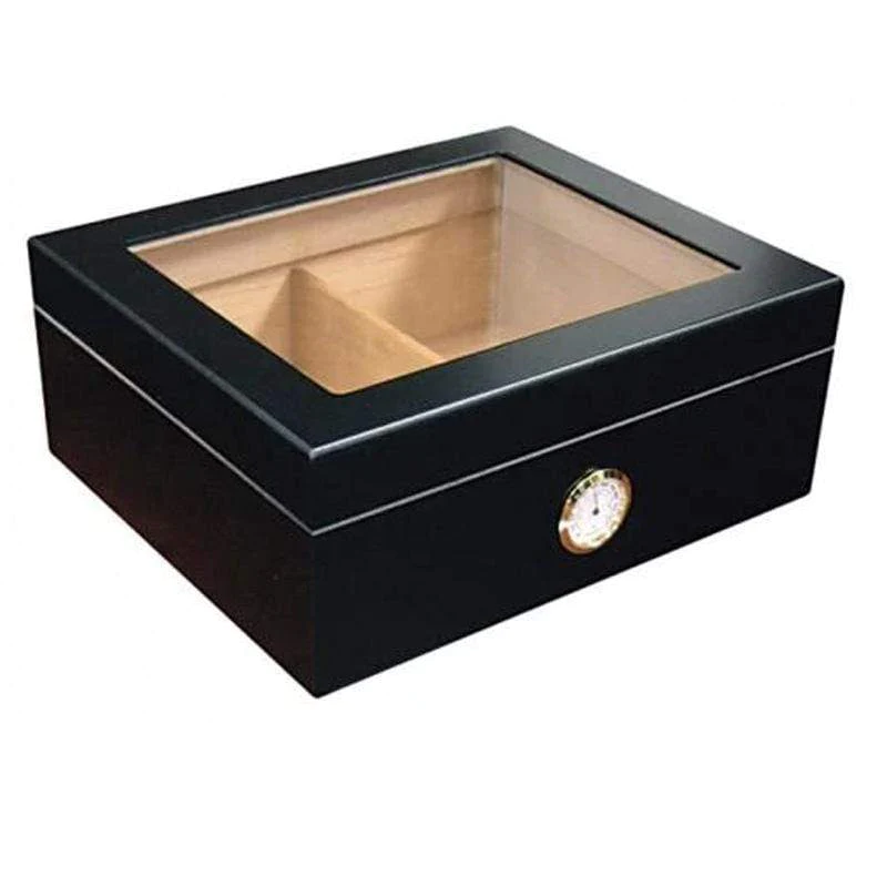Prestige Chalet Glasstop Humidor - Black - 40 Cigars Capacity