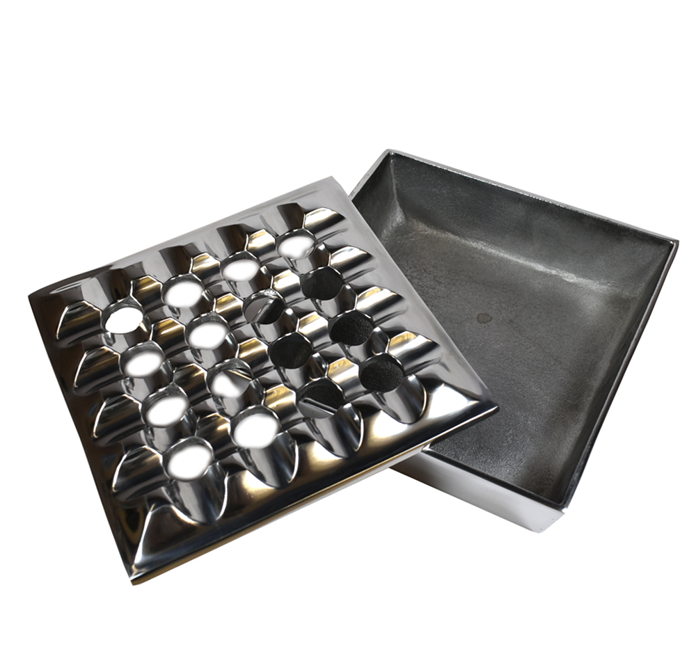 Aluminium 16 Position Square Cigar Ashtray