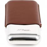 ST Dupont Leather Triple Cigar Case Metal Base - Brown