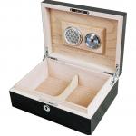 Apsley Piano Black Ebony 15-20 Cigar Humidor with Lock