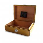 Yellow and Carbon Fibre Finish Humidor - 30 Cigar Capacity