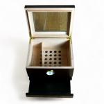 Sikarlan Matt Brown Humidor with Glass Top and Draw - 40 Cigar Capacity