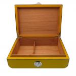 Yellow and Carbon Fibre Finish Humidor - 30 Cigar Capacity