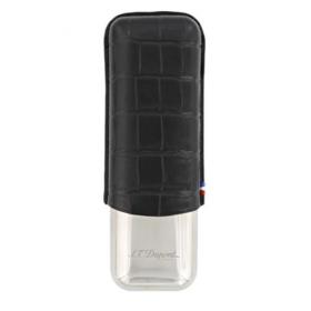 ST Dupont Leather Double Cigar Case Metal Base - Croco Dandy Black