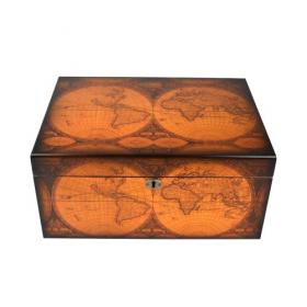 Burton Old World Antique Map Humidor - 75 -100 Capacity
