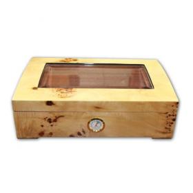 Burl Maple Window Humidor - 50 Cigar Capacity