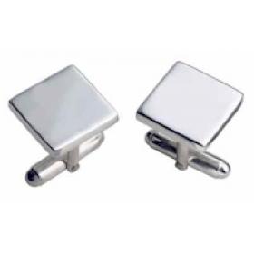 Square Silver Bar Cufflinks Plain