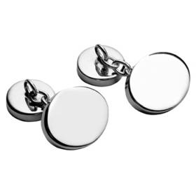 Oval Silver Chain Cufflinks Plain