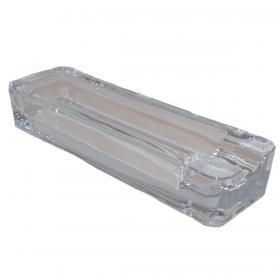 Rectangle With Single Rest Cigar Ashtray - Clear Glass