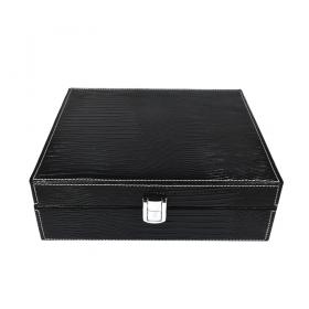 Prestige Croc Motif Leather Humidor & Starter Set - Black - 20 Cigar