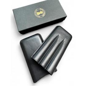 Simply Cigars Three Corona Cigar Leather Case - Black