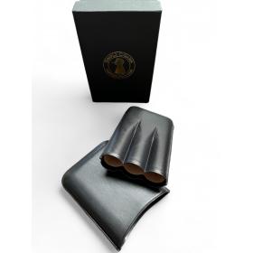 Simply Cigars Three Robusto Cigar Leather Case - Black
