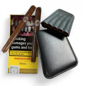Montecristo Puritos & Black Leather Cigar Case Sampler - 5 Cigars