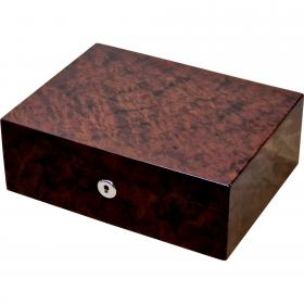 Apsley English Burl Walnut 15-20 Cigar Humidor with Lock