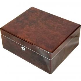 Arundel English Burl Walnut Veneer Humidor 30 Cigars