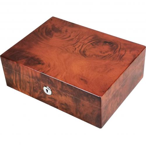 Apsley Makah Burlwood 15-20 Cigar Humidor with Lock