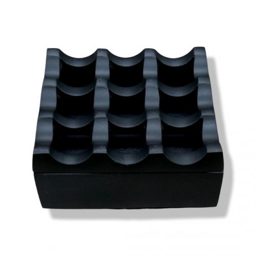 Cast Aluminium 9 Hole Grid Square Cigar Ash Tray - Black