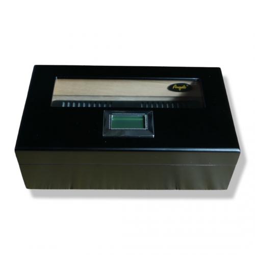 Angelo Mini Black Humidor with Window & External Hygrometer - 10 Cigar Capacity