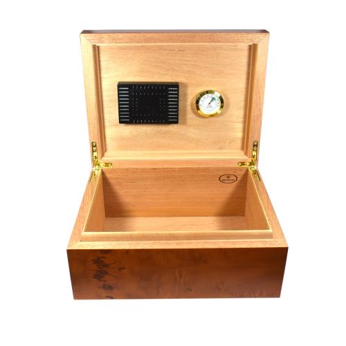 Sikarlan Matt Light Burl Humidor - 40 Cigar Capacity