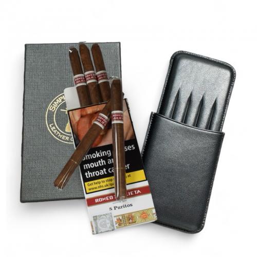 Romeo y Julieta Puritos & Black Leather Cigar Case Sampler - 5 Cigars