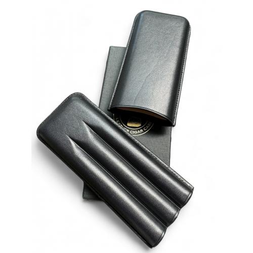 Simply Cigars Three Churchill Cigar Leather Case - Black
