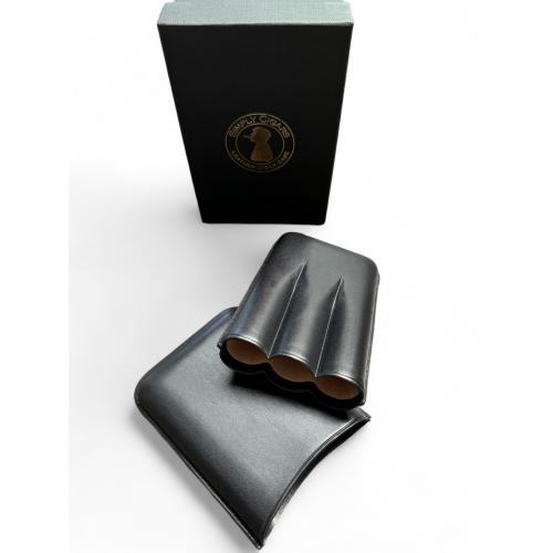 Simply Cigars Three Robusto Cigar Leather Case - Black