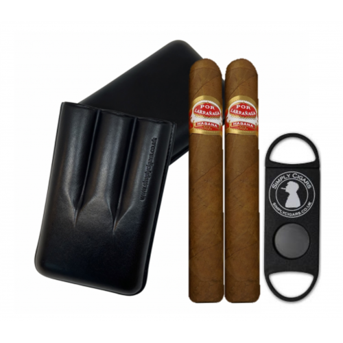 Por Larranaga Picadores and Three Finger Leather Cigar Case Sampler